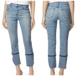 J Brand Jeans 27 Ruby Cigarette Crop Light Wash Patriot Raw Hem Stretch Women's